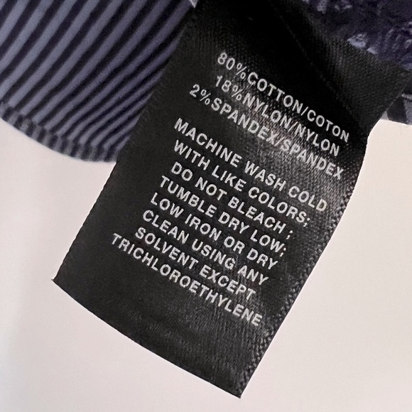 Lafayette 148 Asymmetrical Stripe Button Down Contemporary Shirt Blues M - Picture 10 of 10